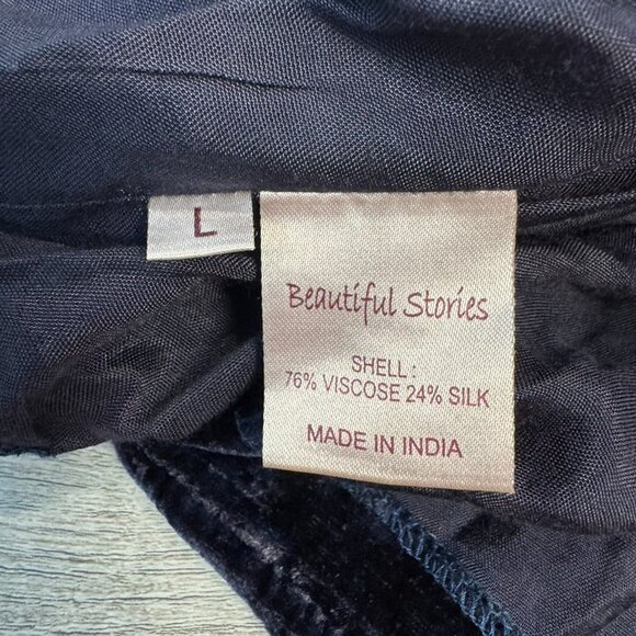 Anthropologie Beautiful Stories Purple Blue Velvet Women's Blazer P34 - Picture 6 of 7